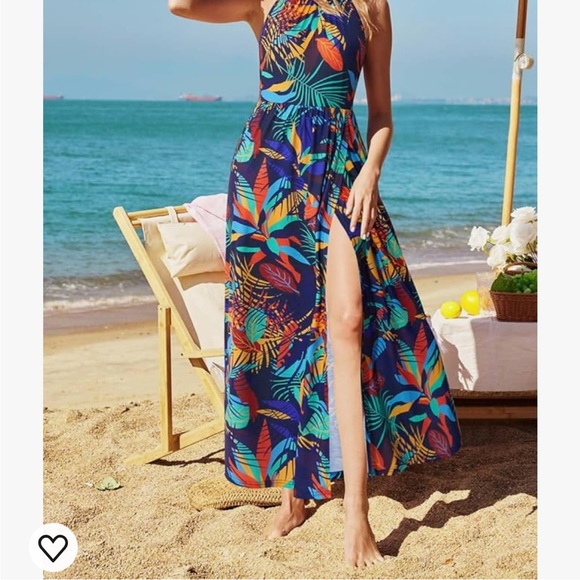 KILIG Women 2024 Summer Maxi Dress Casual Floral Halter Neck NWT - Picture 5 of 8